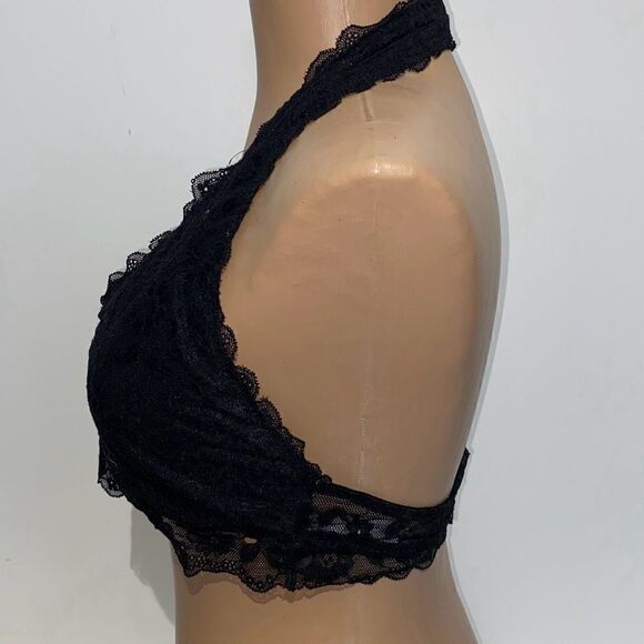 Gilly Hicks Women's Lace Floral Halter Padded Bralette Black Size XL - Picture 2 of 8